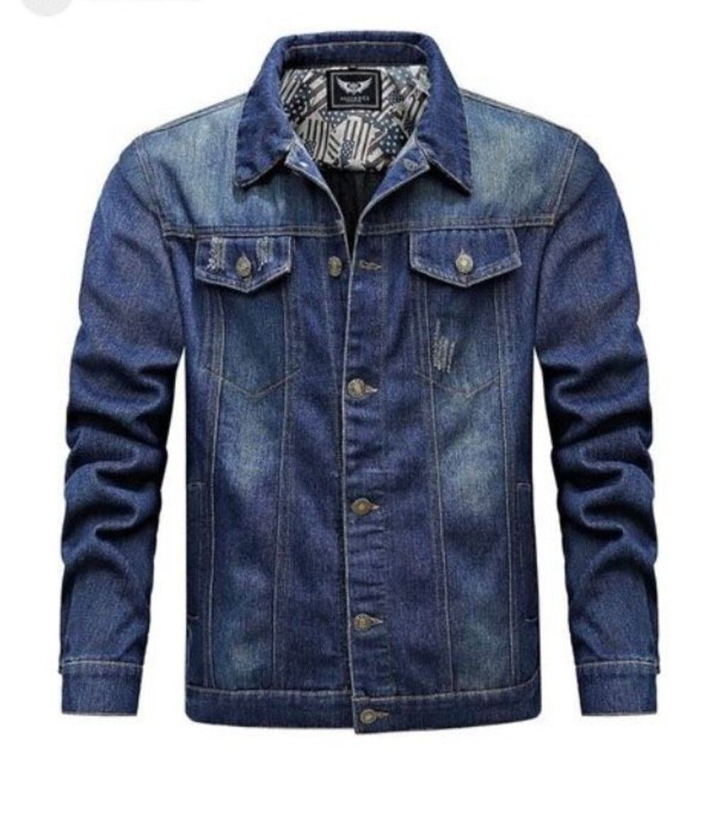 Brand New Mens Alliance Fashion Distressed Denim Jean Jacket - sz M